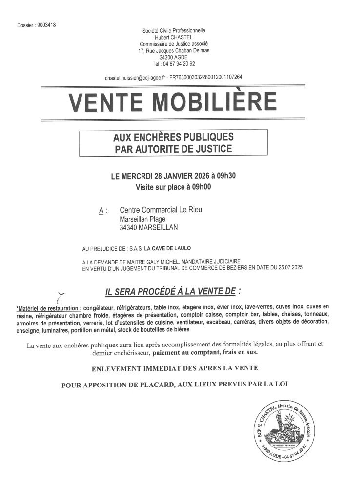 VENTES AUX ENCHERES MOBILIÈRE VENTES AUX ENCHERES MOBILIÈRE