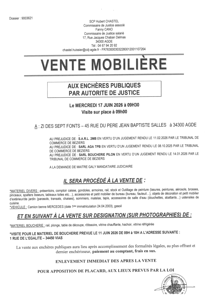 VENTES AUX ENCHERES MOBILIÈRE VENTES AUX ENCHERES MOBILIÈRE